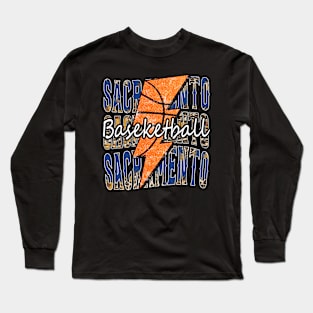 Graphic Basketball Sacramento Proud Name Vintage Long Sleeve T-Shirt